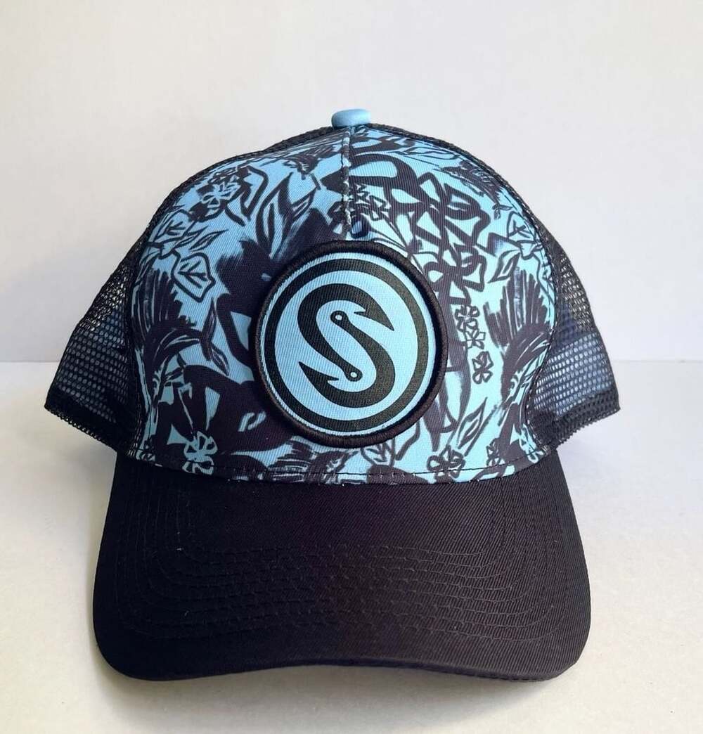 Scales Hook Stitch Trucker Hat Snapback Blue Black